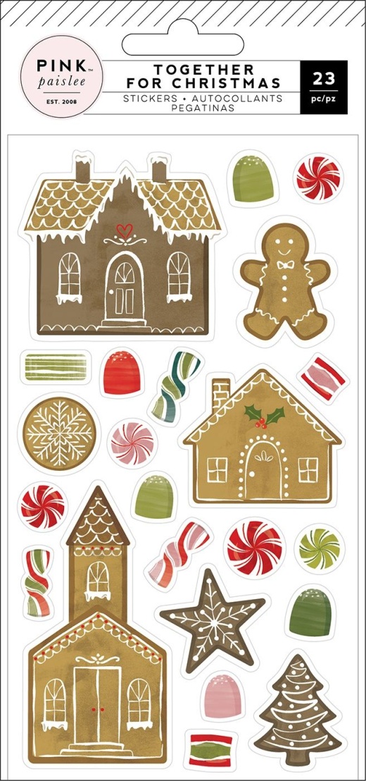 Together For Christmas Puffy Stickers 23 Per Pkg Gingerbread