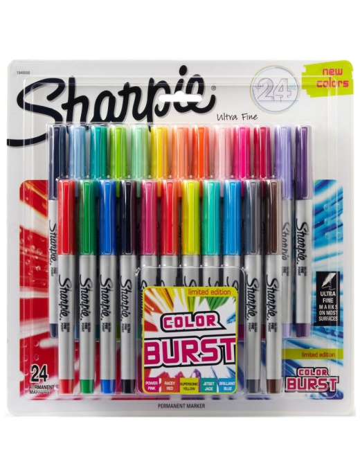 SHARPIE Color Burst Permanent Markers, Ultra Fine Point, Assorted Colors,  24 Count