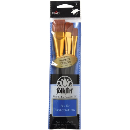 Folkart Bronze Taklon Brush Set-3 Per Pkg