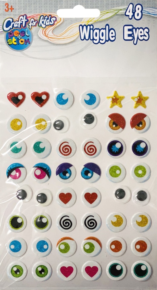 Wiggle Eyes Peel And Stick 48 Per Pkg