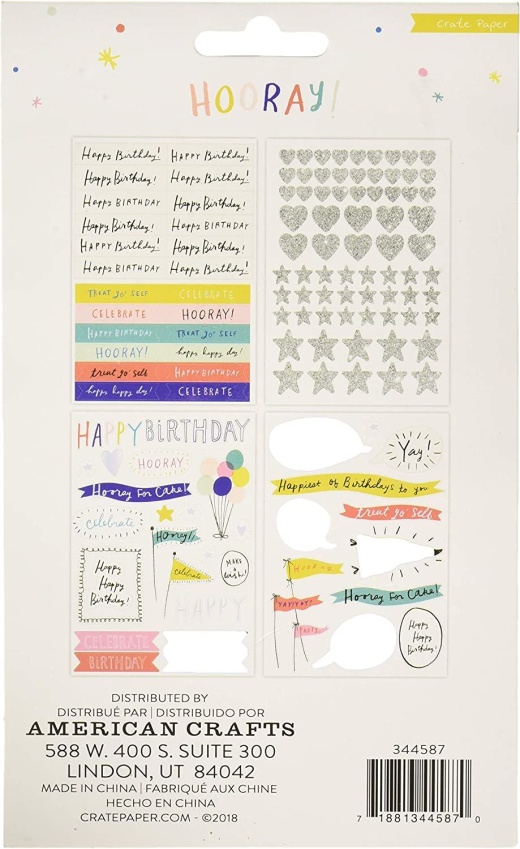 Hooray Phrase Stickers 153 Per Pkg W/Glitter And Foil Accents