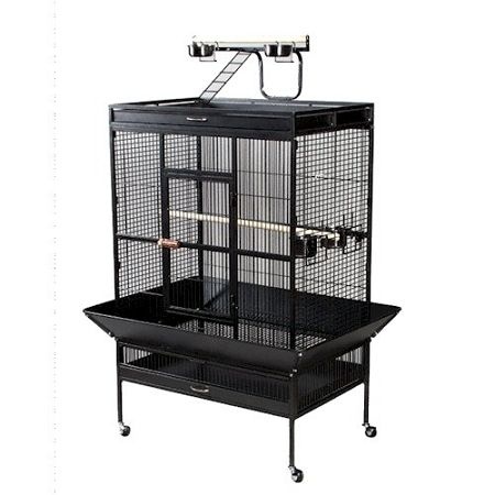 Select Wrought Iron Play Top Parrot Cage Black