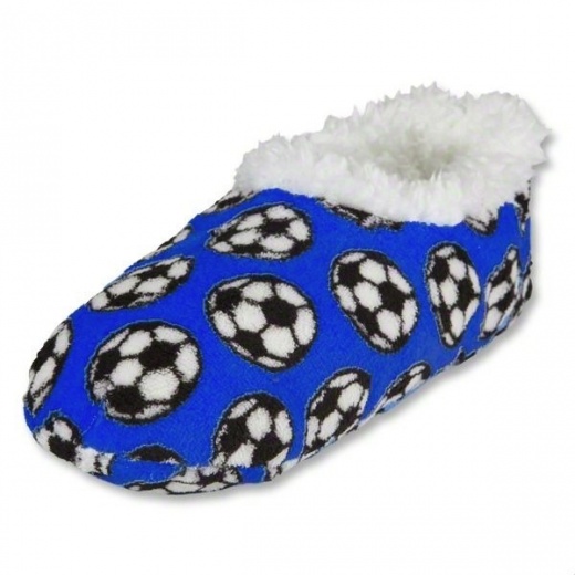 Snoozies Royal Blue Soccer Slippers - Cozy Comfort for Every Soccer Fan