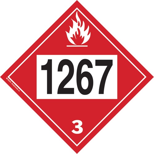 1267 Petroleum Crude Oil Flammable Liquid Tdg Placard, Adhesive Vinyl
