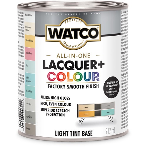 Watco® All In One Lacquer + Colour Light Tint Base, 946 Ml, Light Tint Base, High-Gloss