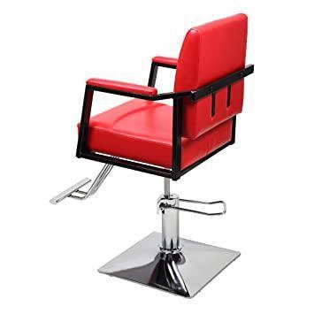 Hydraulic Barber Styling Chair Heavy Duty Hair Cutting Chairs Shampoo Spa Beauty Salon Barber Swivel Equipment Red