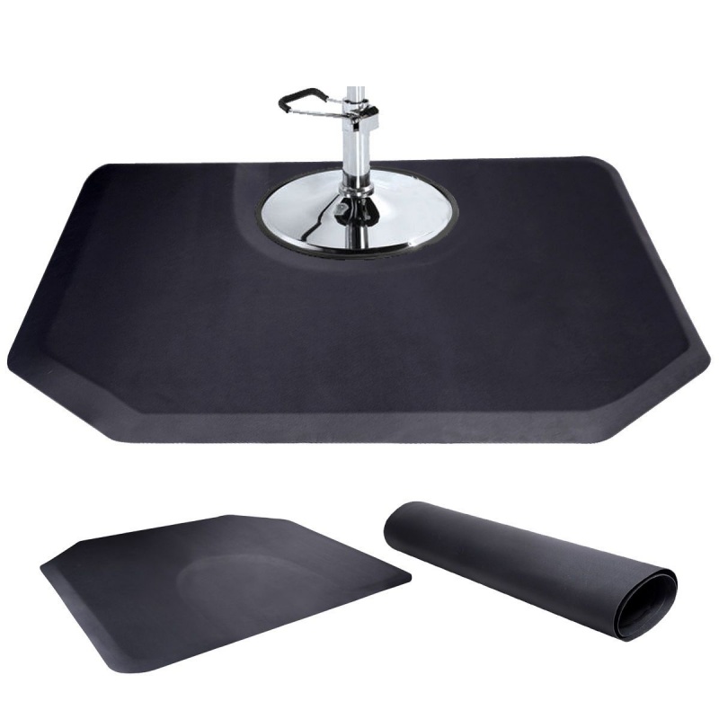 Black 5'X4' 1/2" Thick Barber Salon Anti Fatigue Floor Mat Semi Hexagan