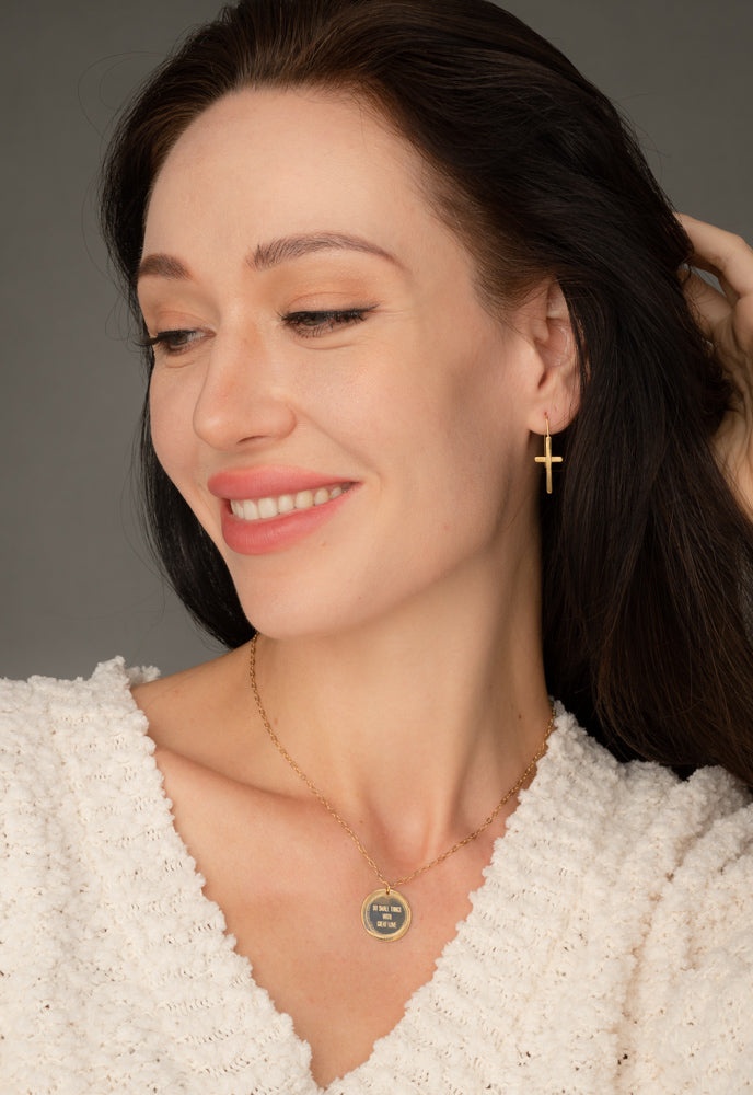 Magdalene Gold Cross Earrings