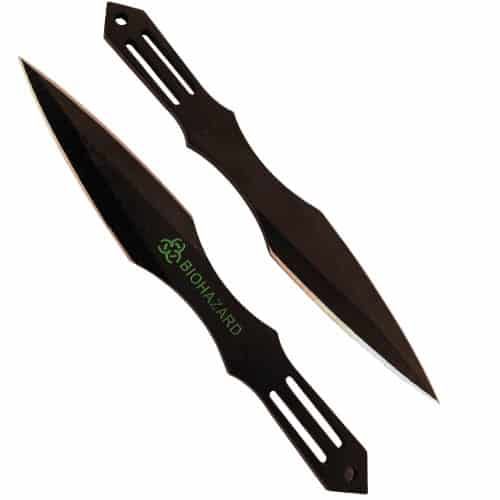2 Piece Throwing Knife Black Color Biohazard