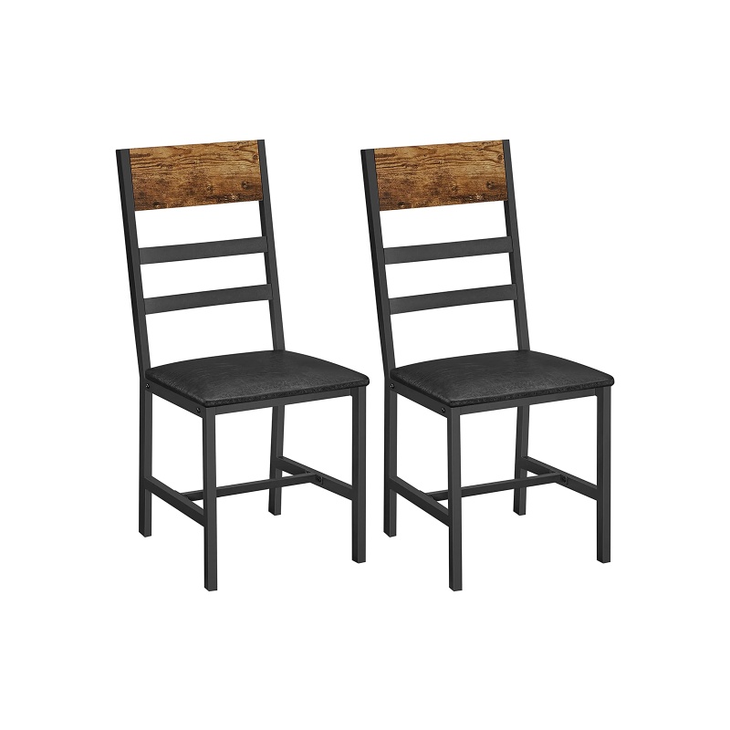 Industrial Upholstered Dining Chairs Set With Backrest