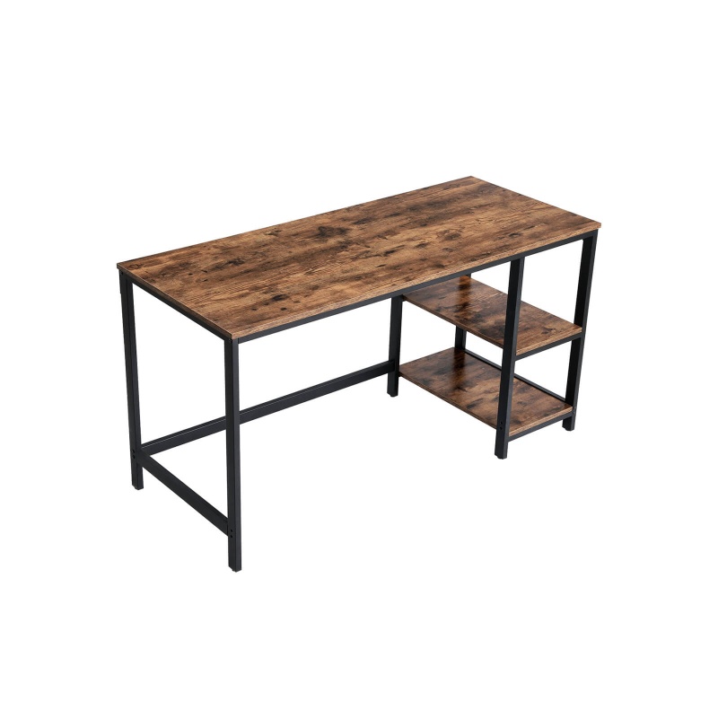 Industrial Brown 55 Inches Computer Desk With Shelves