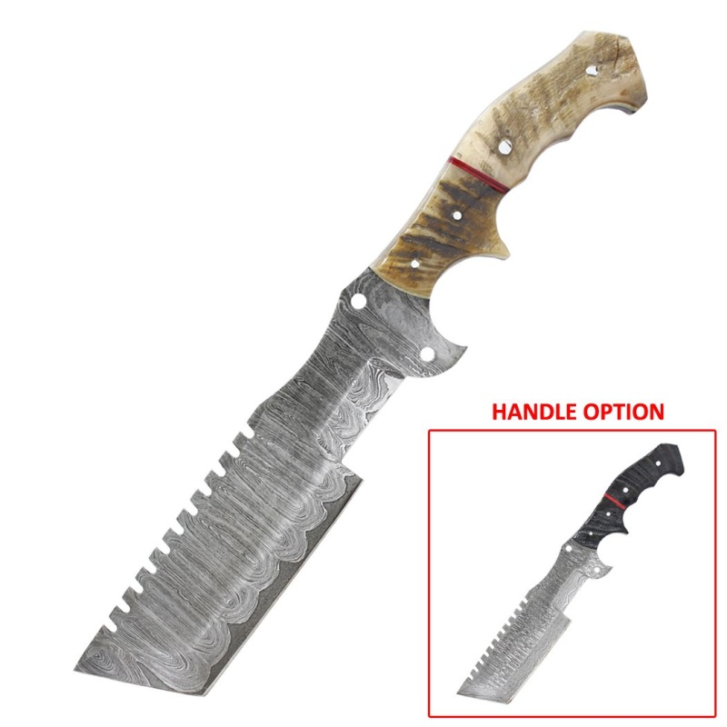 Theboneedge 13" Ram Handle Damascus Blade Hand Made Tracker Hunting Knife With Sheath