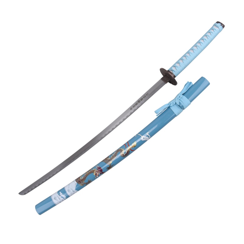 40.5" Blue Collectible Dragon Design Katana Samurai Sword Ninja Style