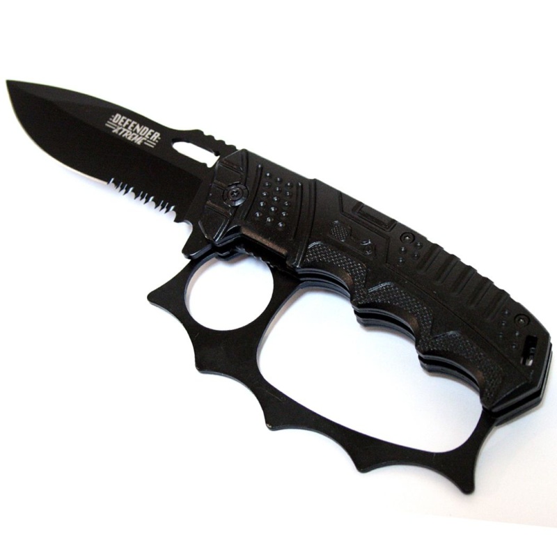 8" Black Heavy Duty Folding Spring Assisted Knife W/Belt Clip