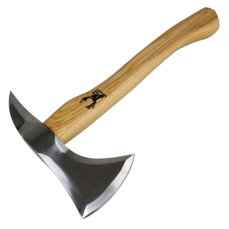 Theboneedge 15" Throwing Axe Wood Handle Stainless Steel Light Wood With Sheath