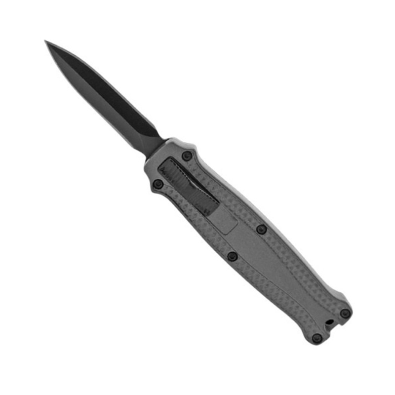 5.25" Grey Handle Stainless Steel Double Edge Blade Mini Folding Knife