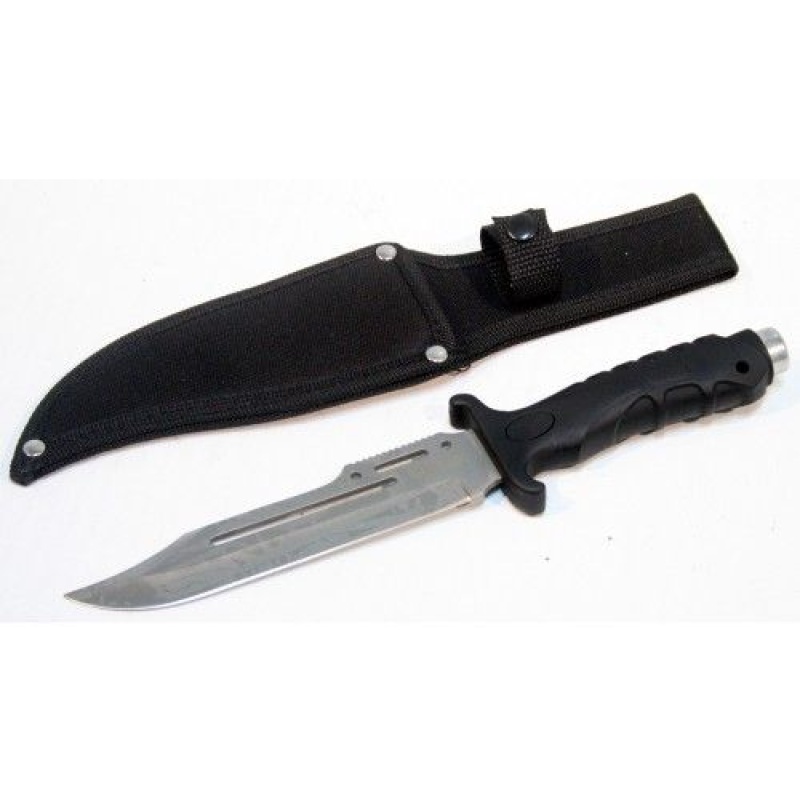 10.5" Hunting Knife Black Handle And Black Sheath
