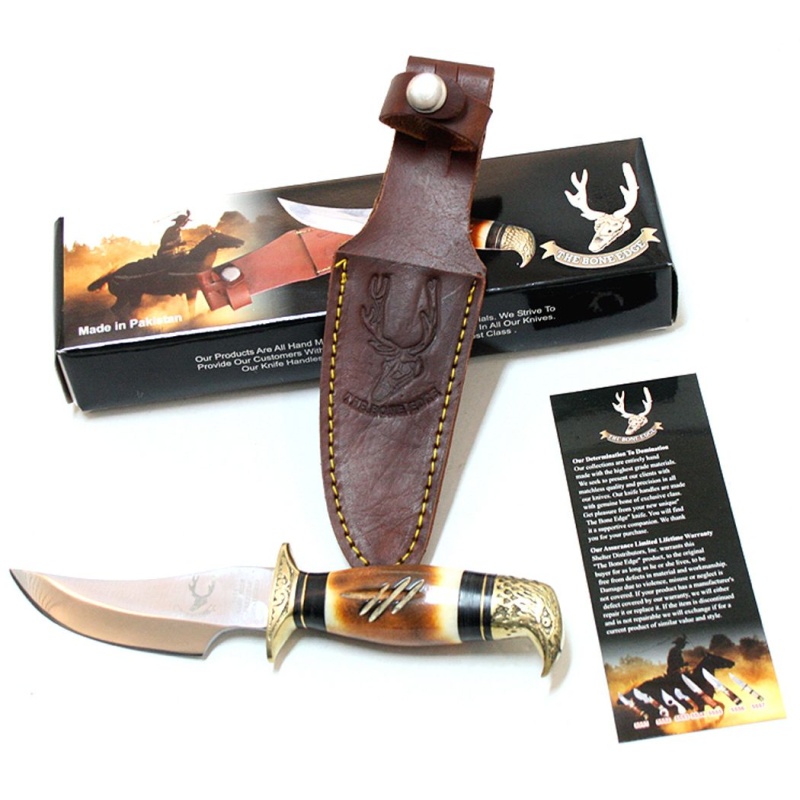 8" Eagle Head Skinner Knife Bone Handle Hunting Knife