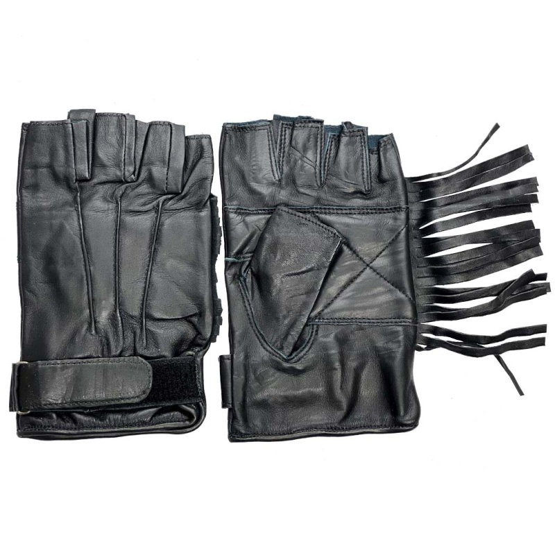 Perrini Biker Motorcycle Riding Fingerless Leather Gloves Cowhide Leather