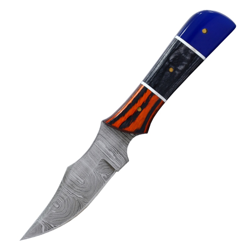 Theboneedge 7" Multi Resin & Wood Handle Damascus Blade Hunting Knife Hand Made Knife
