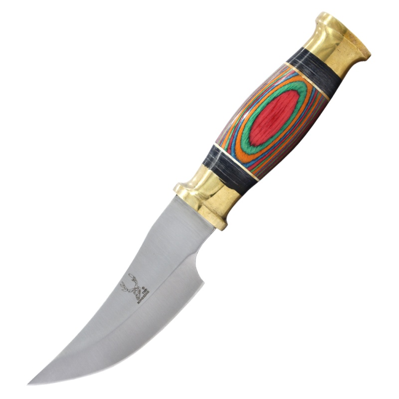 Theboneedge 8.5" Multi Wood Handle Skinner Knife With Leather Sheath