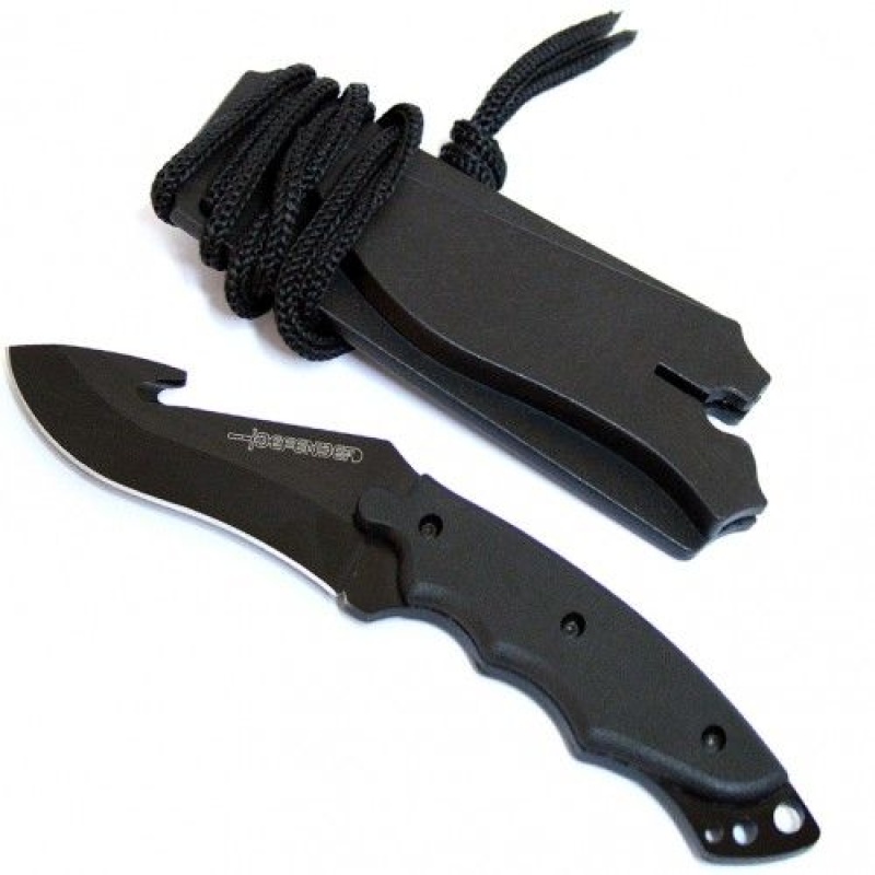 7" Black Skinner Knife With Sheath