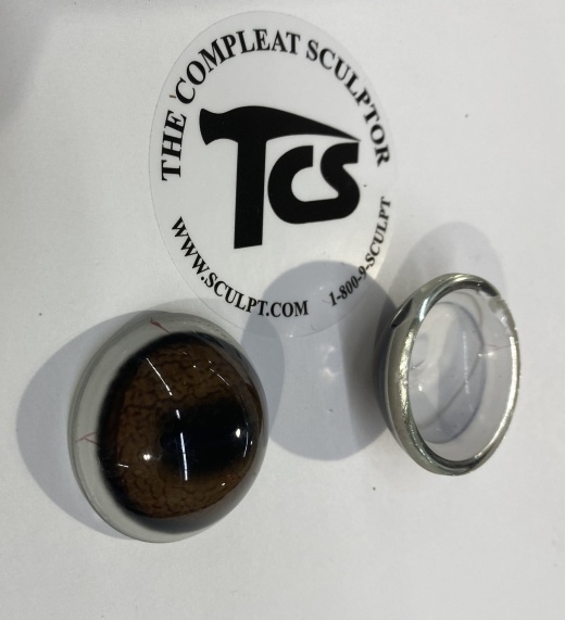 Vintage Glass Eyes Brown/Light Brown - White Rim 1.25"X1/2" (Pair)