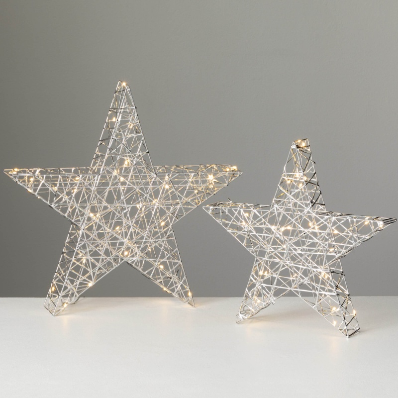 Lighted Silver Tabletop Stars
