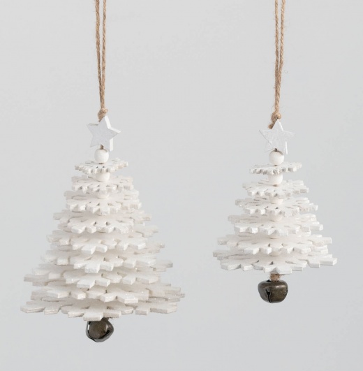 Snowflake Tree Ornament Set - A Unique Wooden Decoration for Your Holiday Home