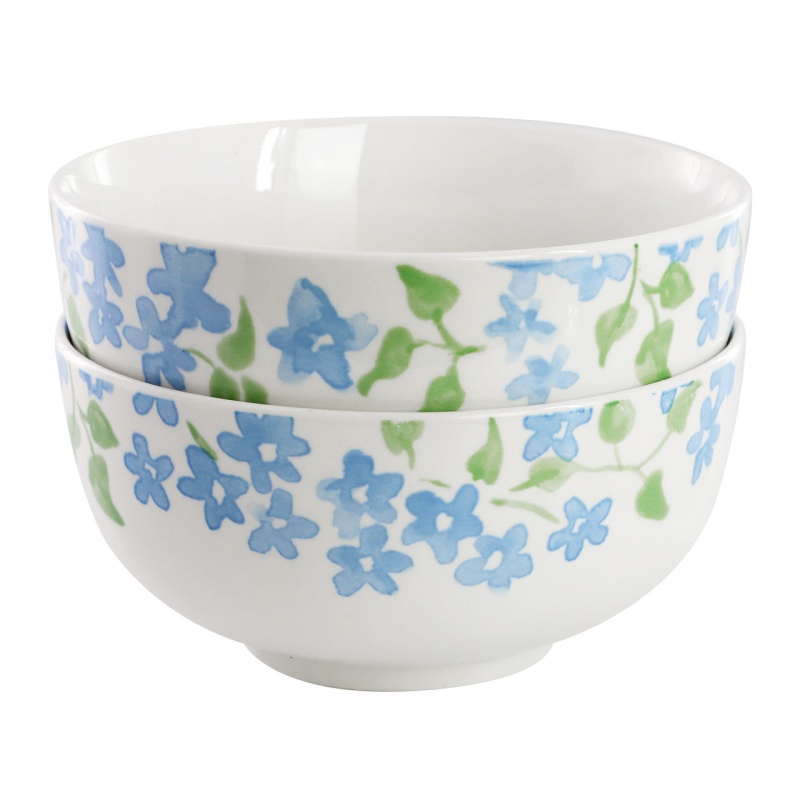 Gibson Home Garden Aisle Blue Floral Cereal Bowl Set