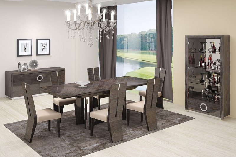 Seven Piece Gray Dining Set With Six Chairs