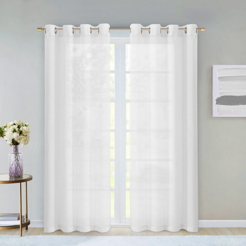 Set Of Two 84" White Solid Modern Window Panels