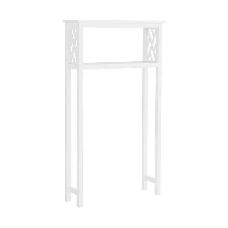 White Solid Wood Over The Toilet 1-Shelf Storage Rack