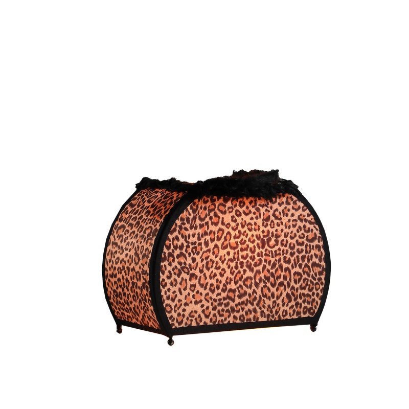 12" Brown And White Funky Leopard Pattern Novelty Table Lamp