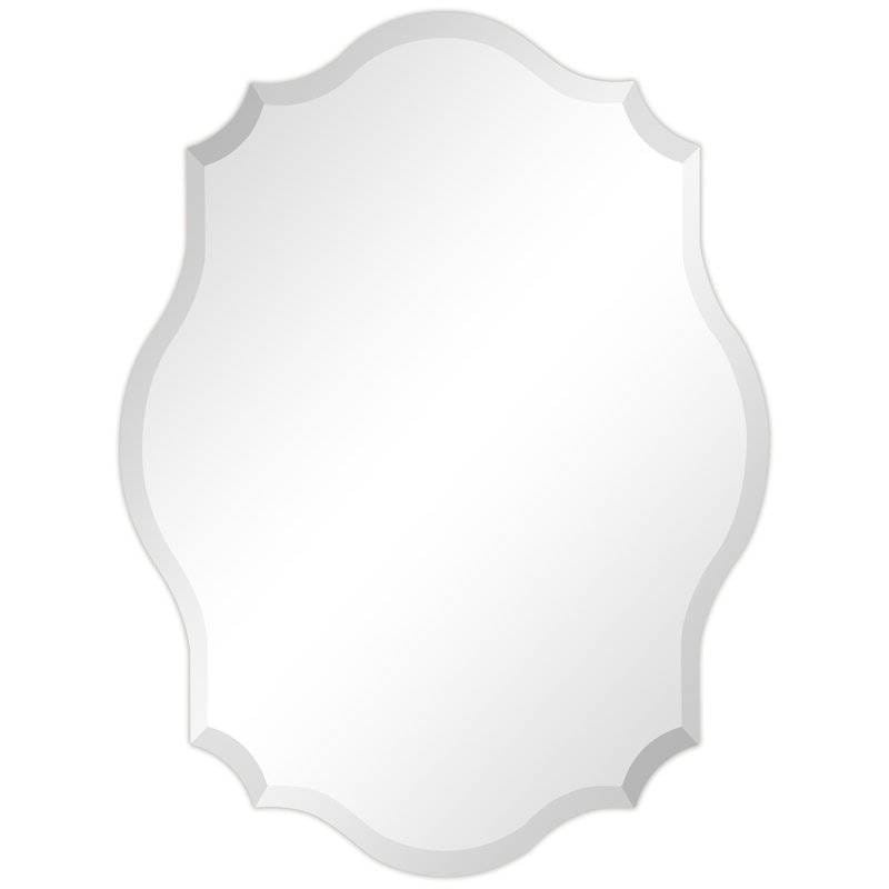 Modern Frameless Scalloped Beveled Accent Bathroom Mirror