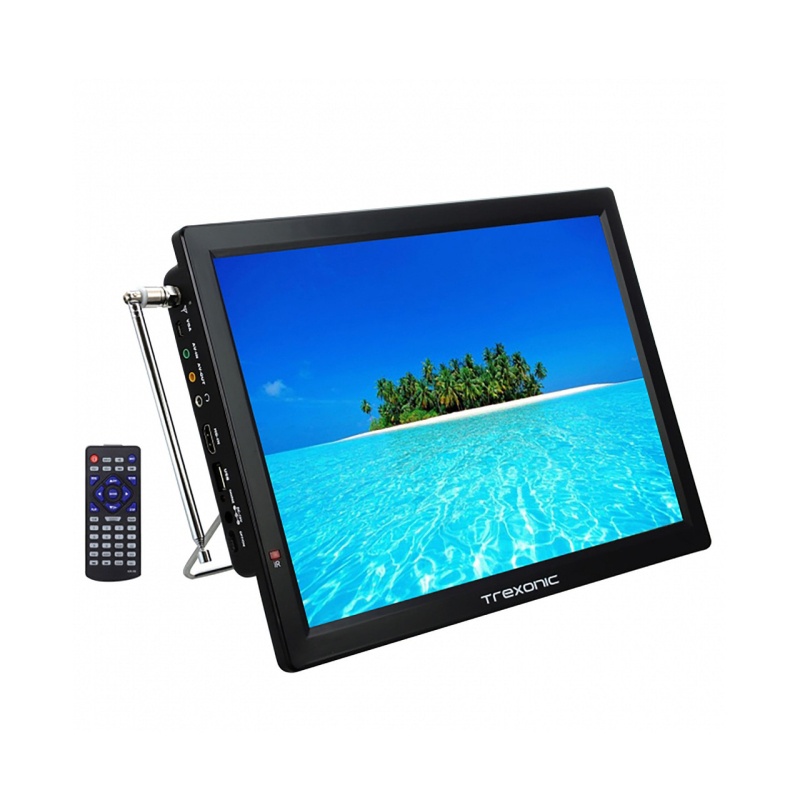 Trexonic.. Portable Rechargeable 14 In. Led Tv W/ Hdmi, Sd/Mmc, Usb, Vga, Av In/Out And Built-In Di
