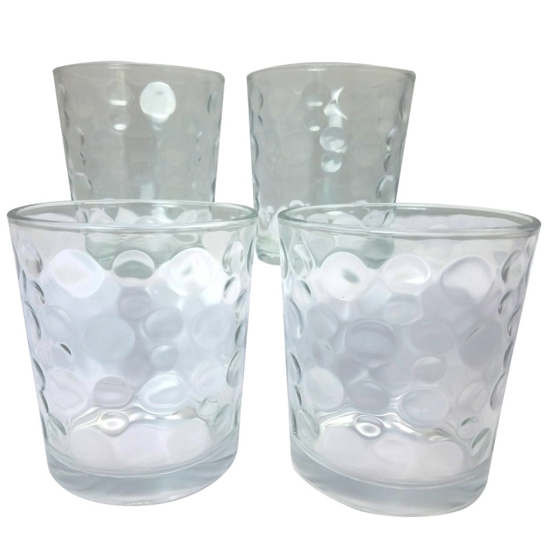 Gibson Home Great Foundations 4-Piece 13 Oz. Double Old Fashioned Glass Set, Bubbles Pattern