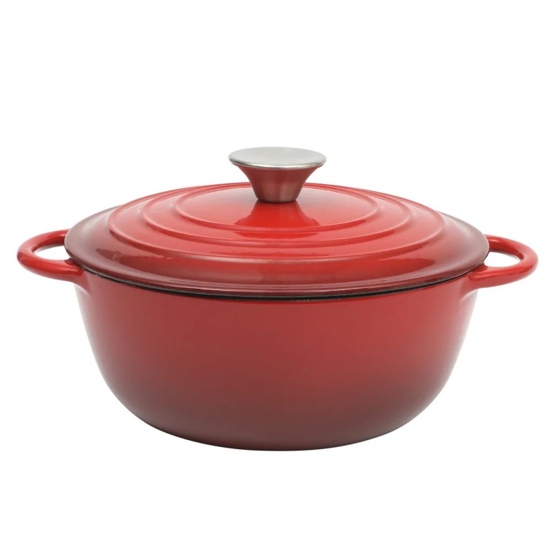 Gibson Home Addlestone 2.65 Quart Enameled Cast Iron Dutch Oven With Lid In Red