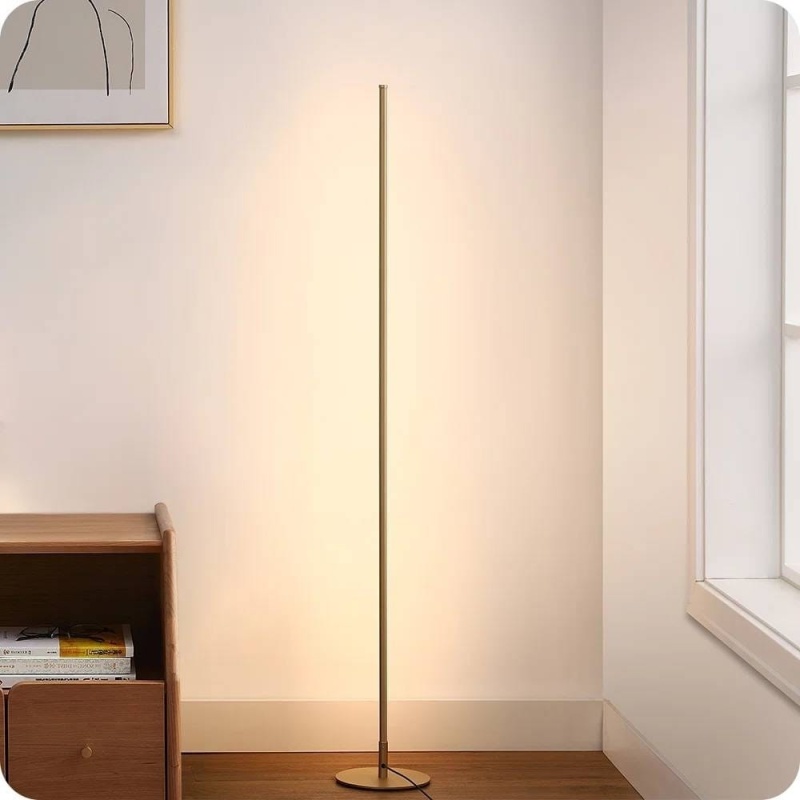 Gold 57-Inch Slim Bar-Shaped Dimmable LED Corner Floor Lamp