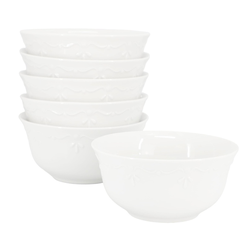 Elama Henryi 6 Piece 6.1 Inch Porcelain Bowl Set in White