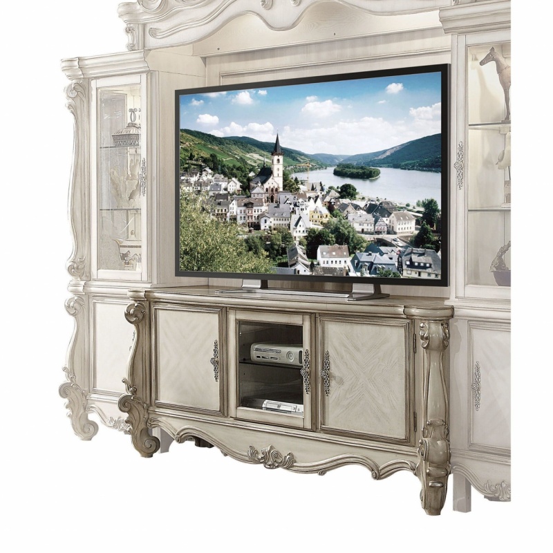 Bone White Wood TV Console