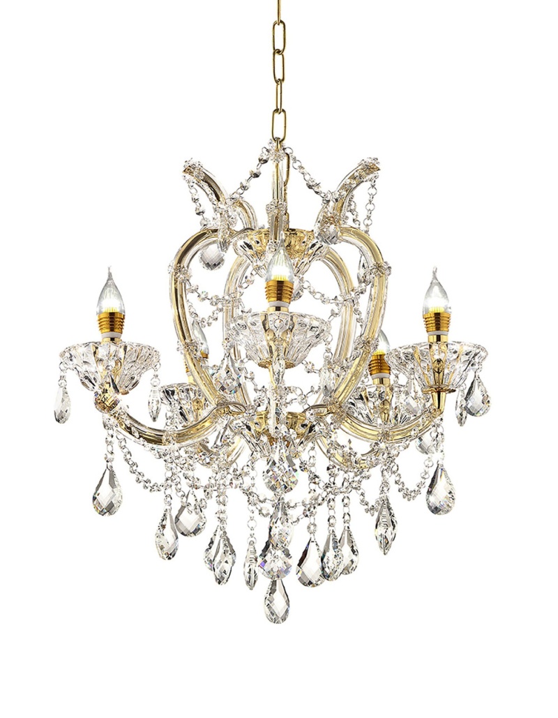 Five Light Glam Gold And Faux Crystal Chandelier