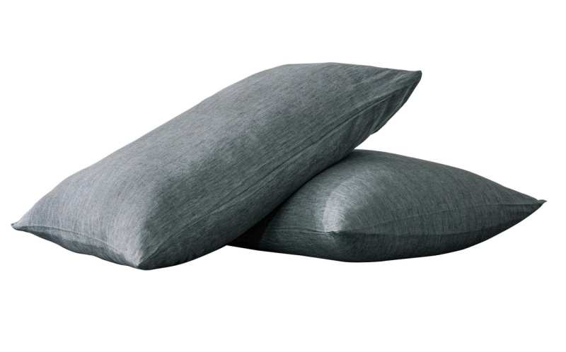 Set Of Two Slate Gray Linen Pillowcases