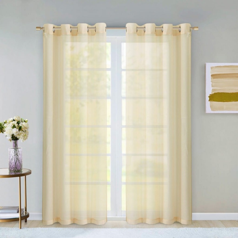 Set Of Two 84" Beige Solid Modern Window Panels