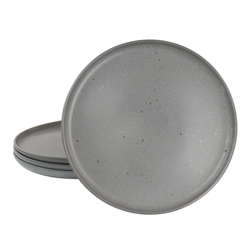 Our Table Landon 4-Piece 8.4-Inch Round Stoneware Salad Plate Set in Truffle
