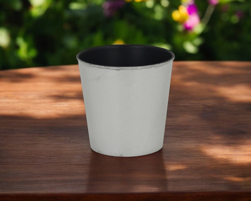 5-Inch Silver Recycled Plastic Round Pot Planter