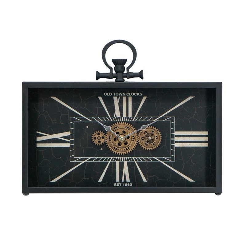 13" Black and Gold Vintage Style Crackle Wall Clock