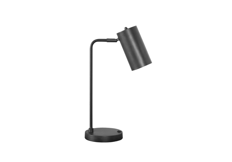 18" Gray Metal USB Table Lamp with Gray Cylinder Shade