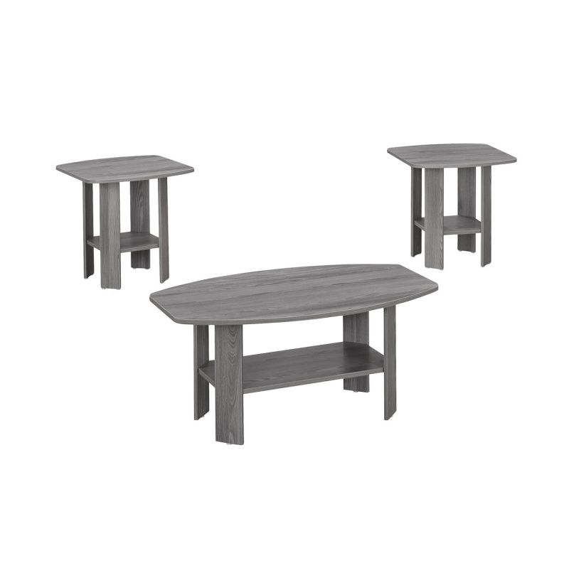 Set Of Three 36" Gray Coffee Table With Shelf