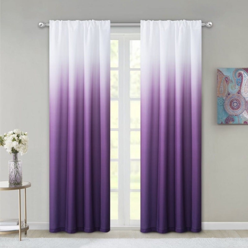 Set Of Two 84" Purple Ombre Window Curtain Panels